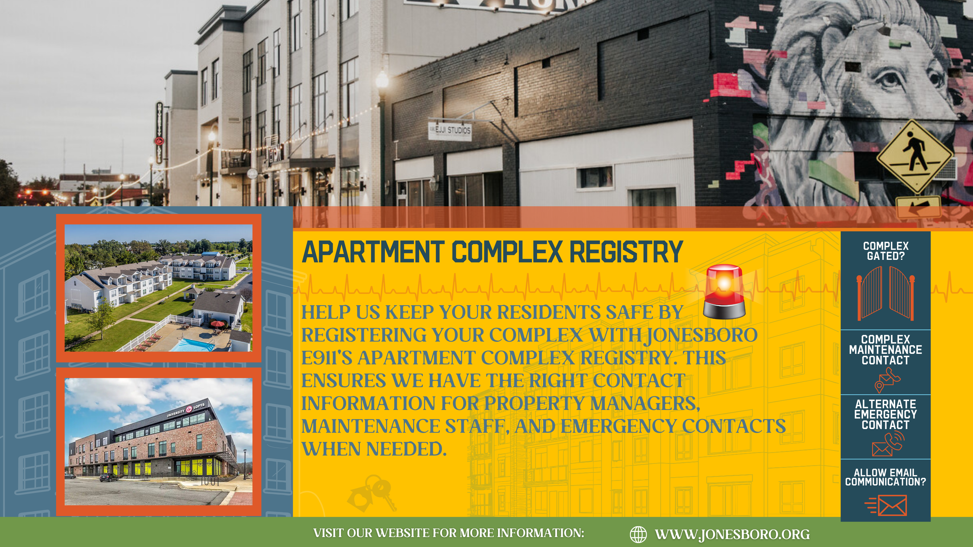 Apartment complex registry for website