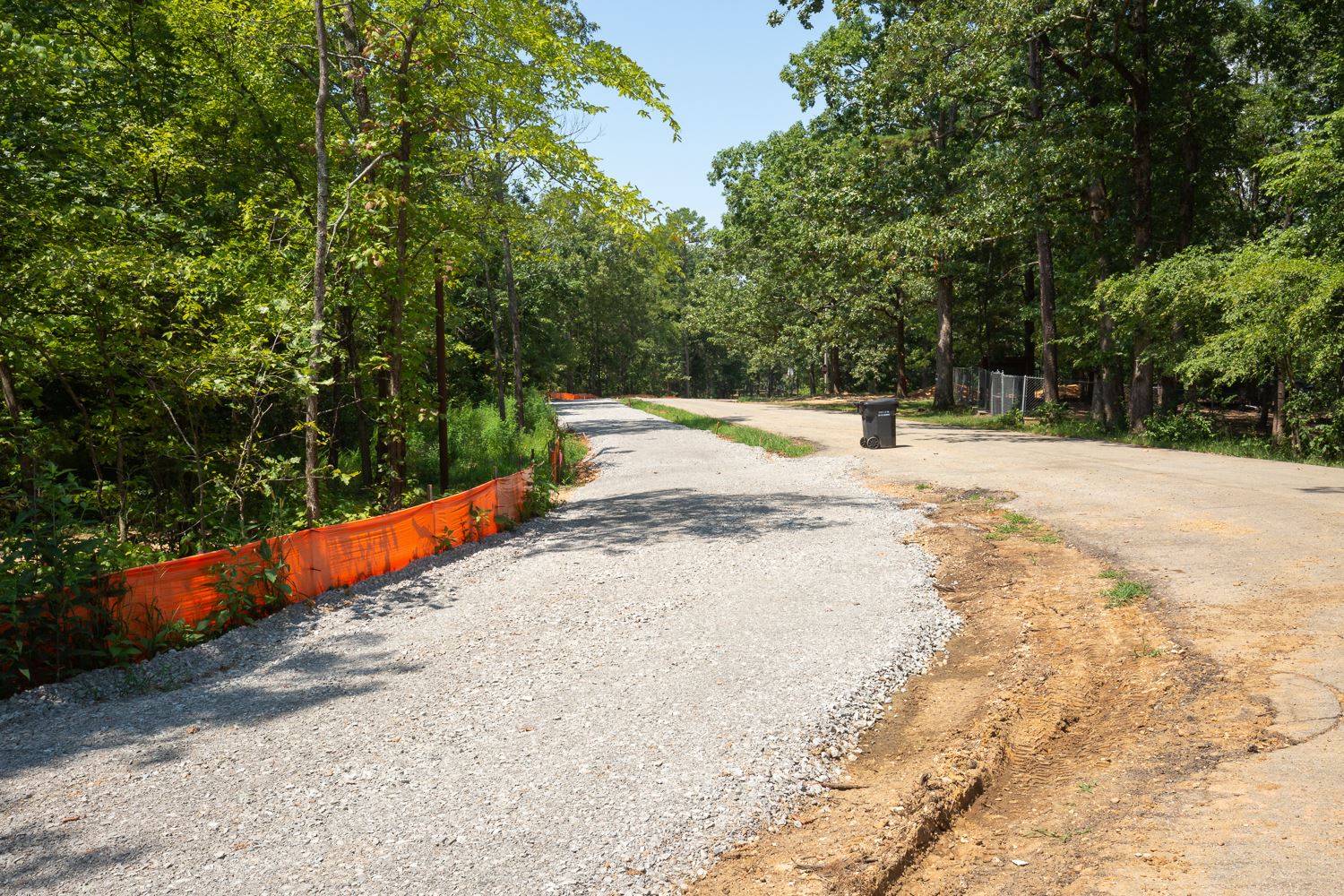 Bike trail at Craighead Forest with gravel on it.