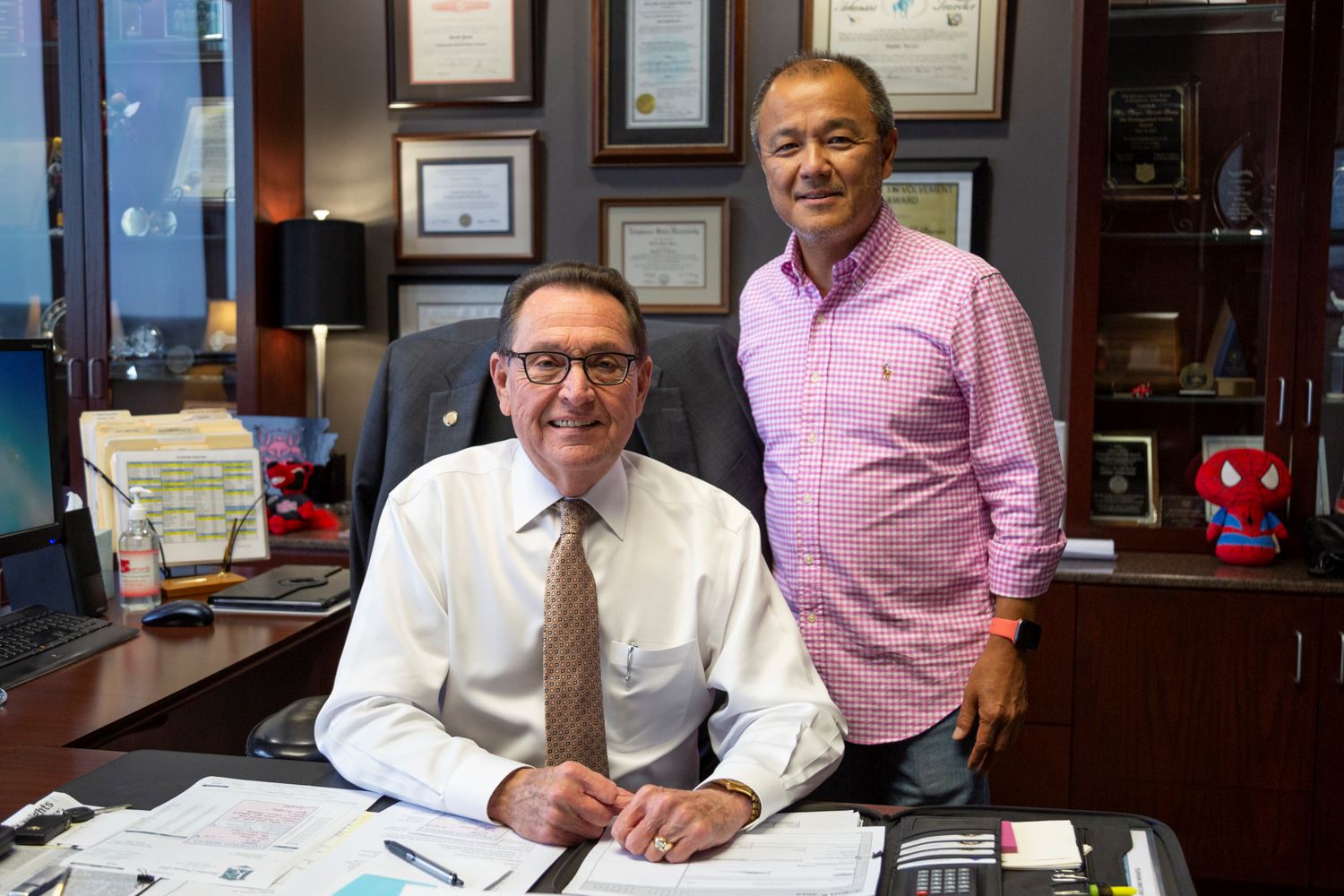 Boon Tan with Mayor Harold Perrin.