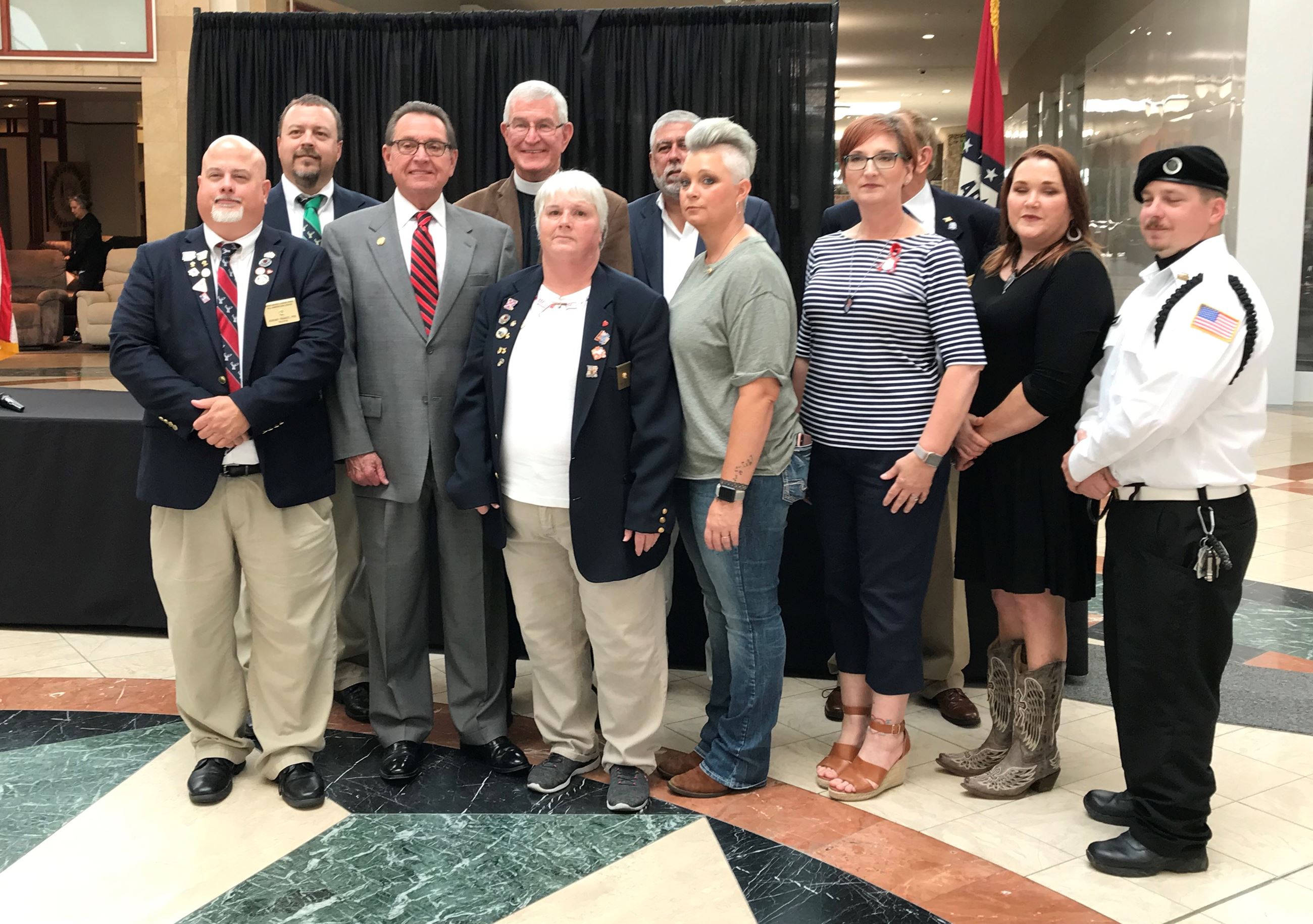 Mayor Perrin and Reverend Stuart Hoke along with members of the Jonesboro Elks Lodge.