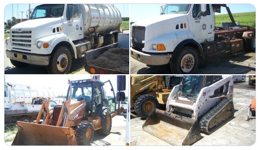 Trucks and construction equipment that will be sold at the City of Jonesboro Surplus Assets Auction 