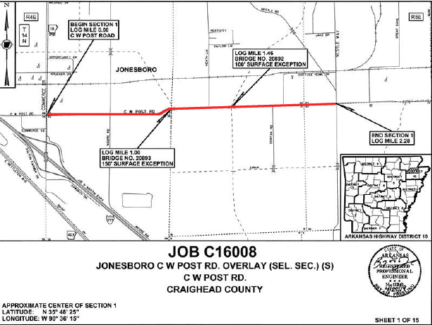 Map showing CW Post Road section that is closed.