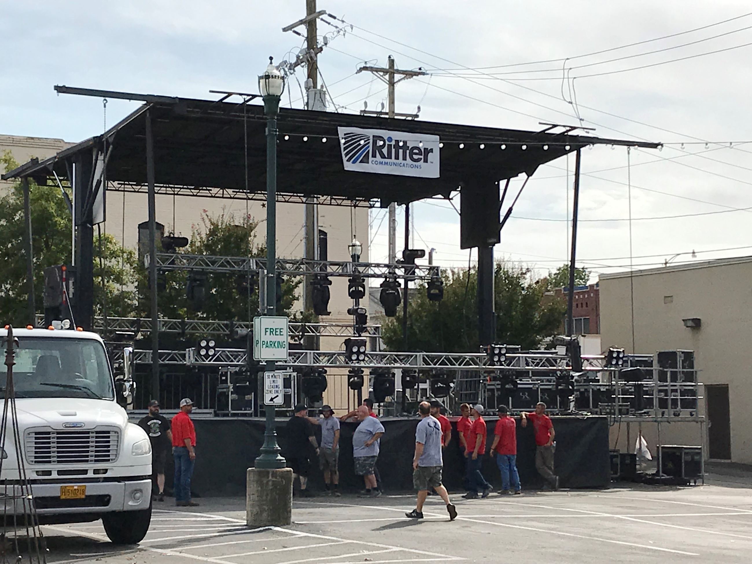 Downtown Jonesboro BBQ Fest stage set up on Main Street on September 26 2019