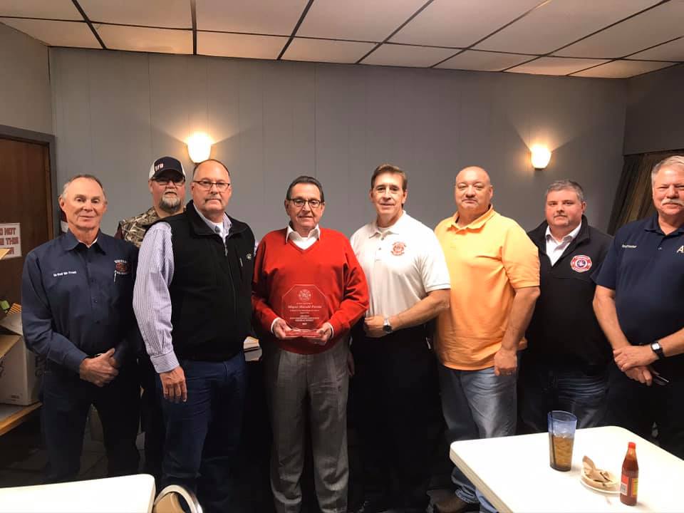 Mayor Perrin with fire officials and his NEA Firefighters Award