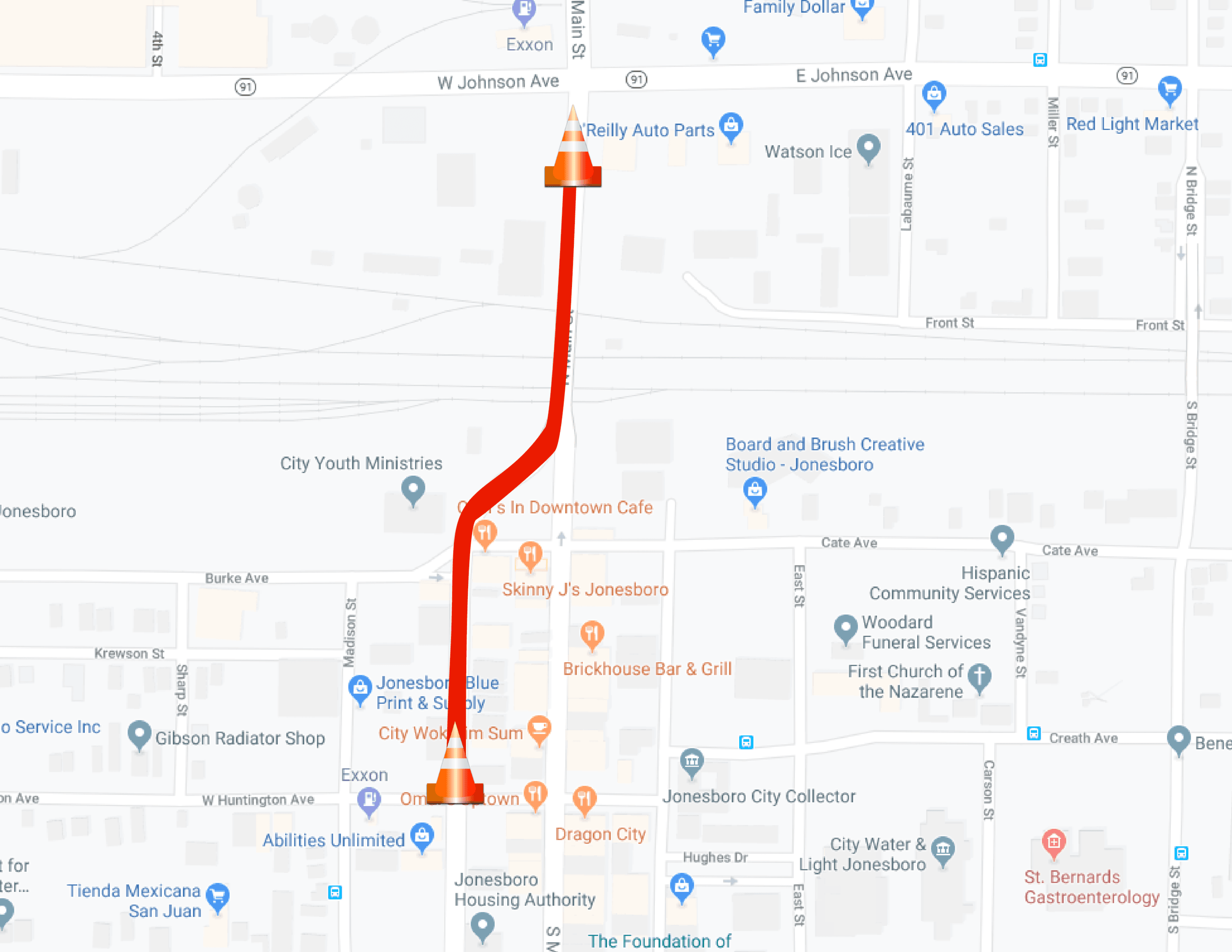 Union street closure map, jonesboro ar
