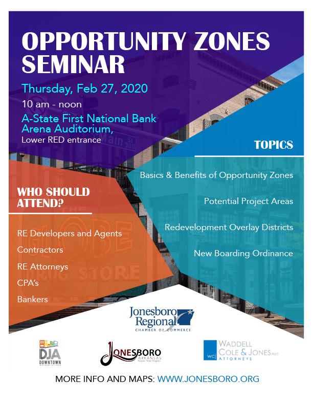 Opportunity Zones Seminar flyer february 27, 2020