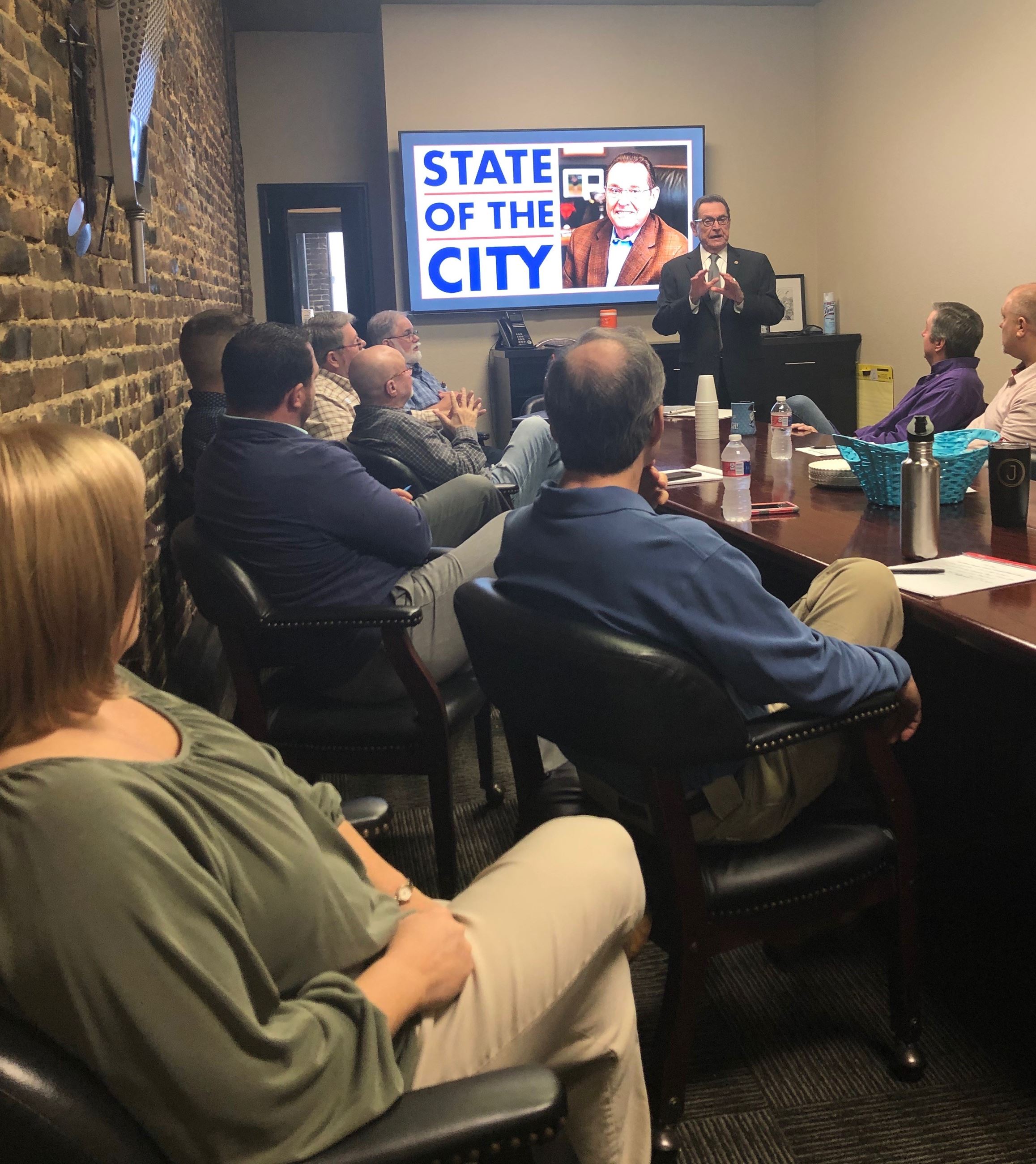 Mayor Perrin speaking to Jonesboro Radio Group 