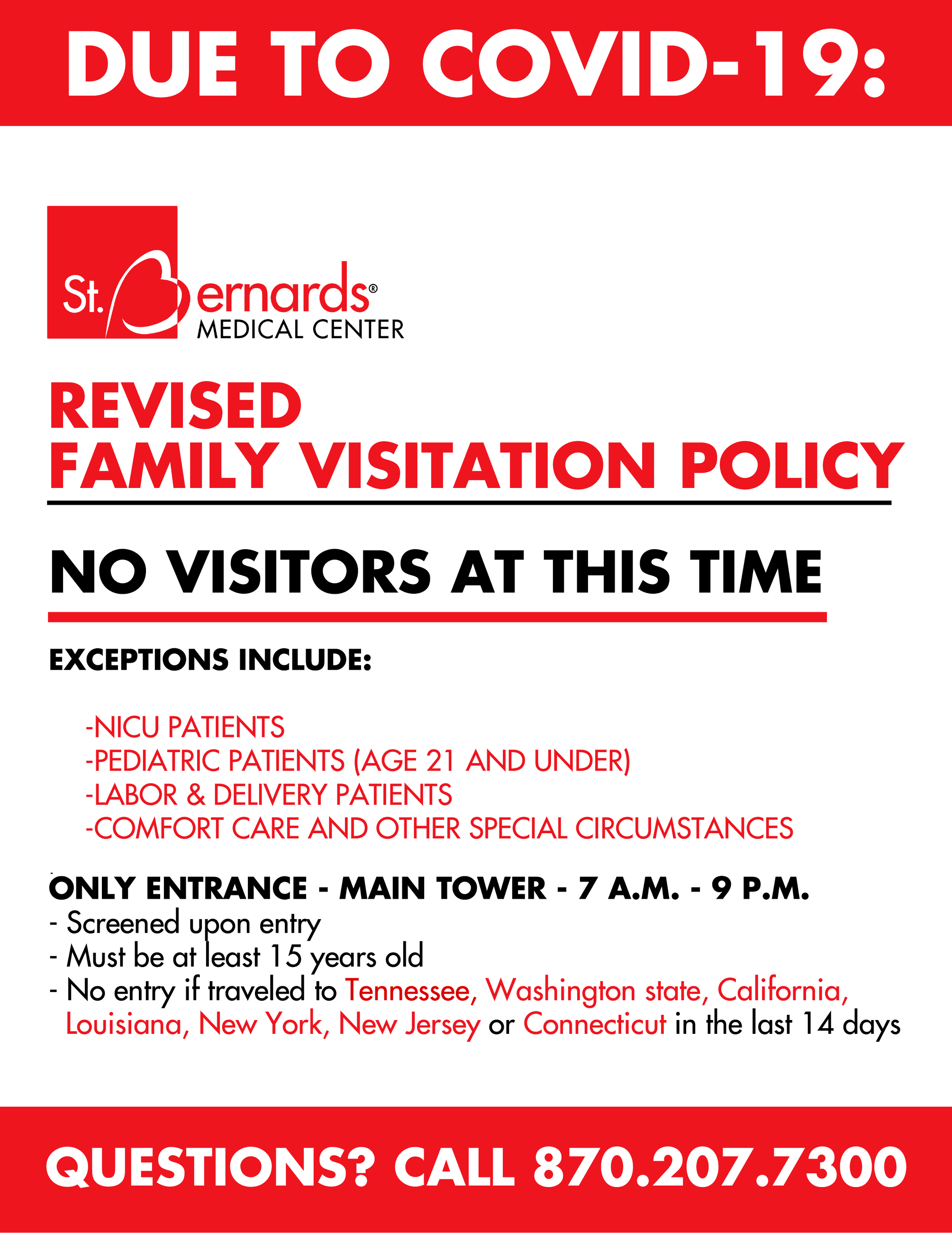 Revised Family Visitation Flyer as of April 20, 2020