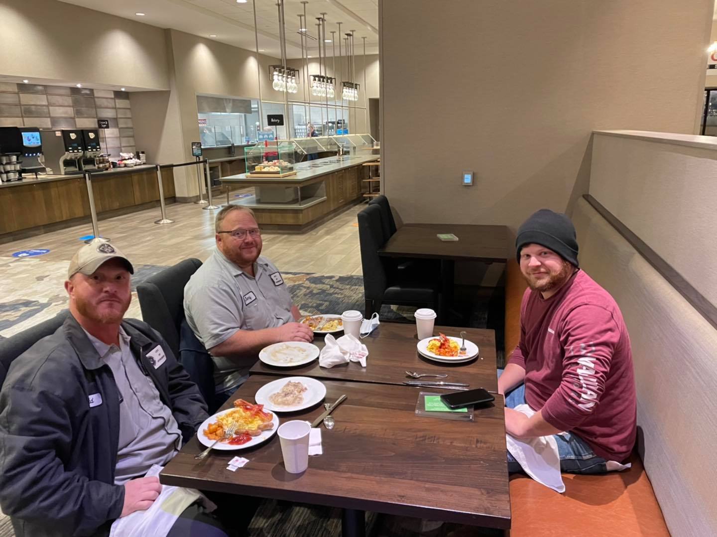 City Workers eating breakfast at Embassy Suites  