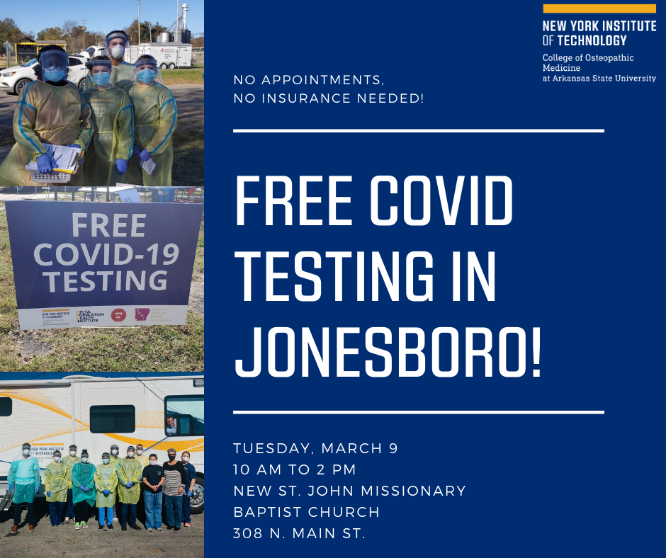 Free COVID testing in Jonesboro graphic ad