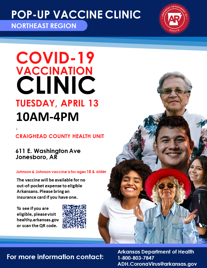 COVID19 vaccine mass clinic APRIL 13 2021 promo graphic