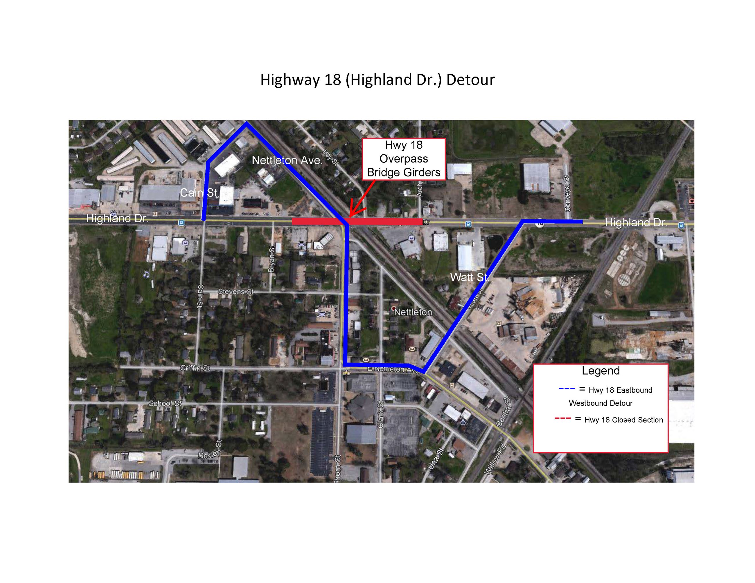 Highway 18 (Highland Dr.) Night Closure-081821
