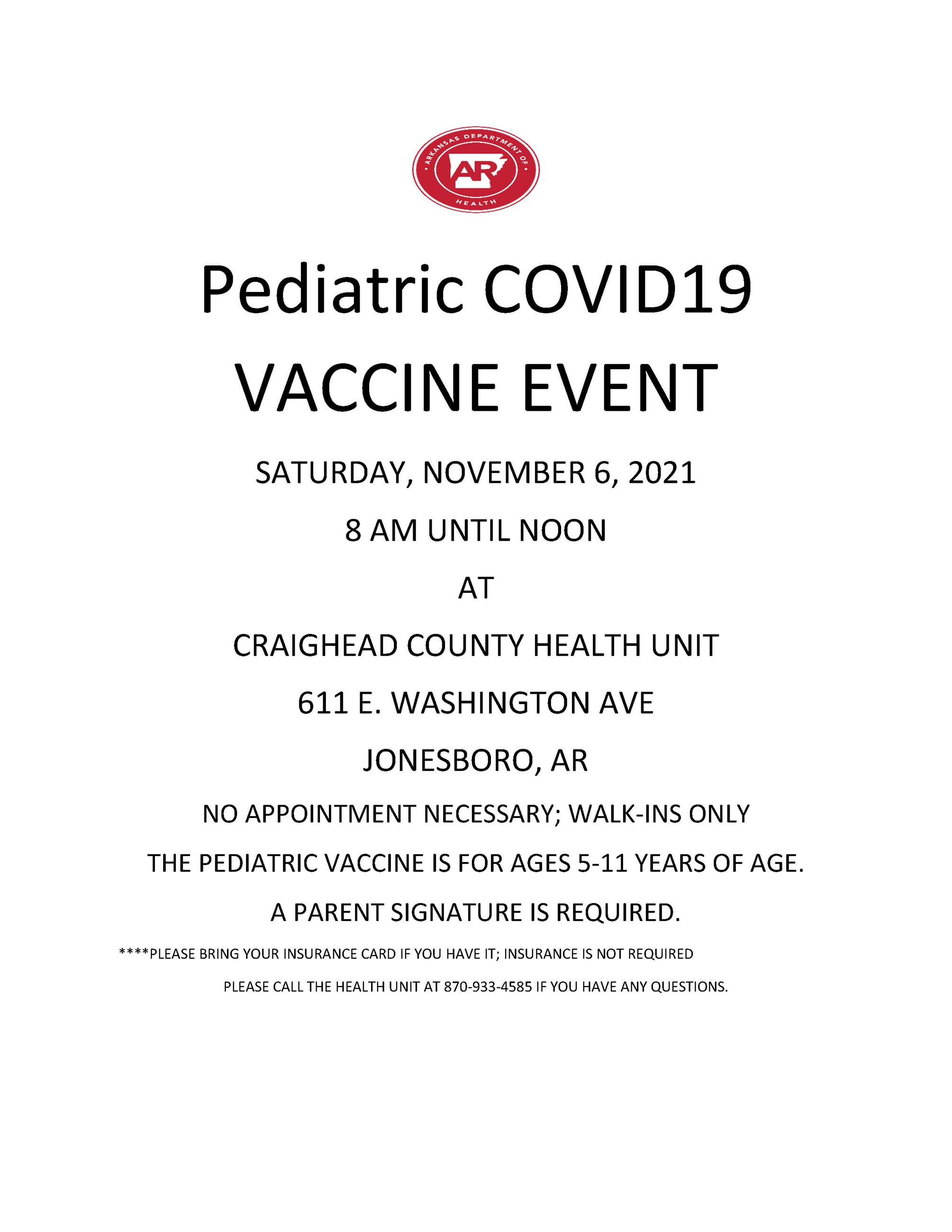 Pediatric COVID-19 Vaccine Event Flyer with info