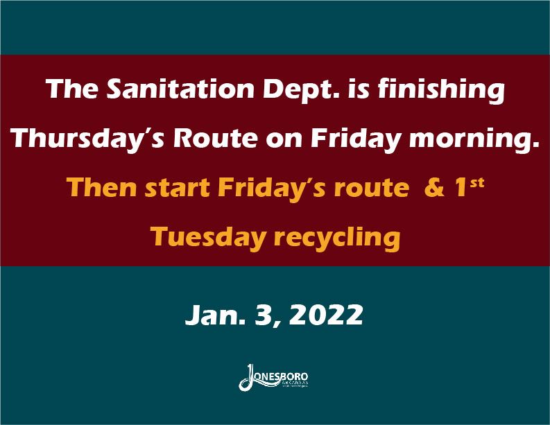 Sanitation delay Graphic for January 3 2022