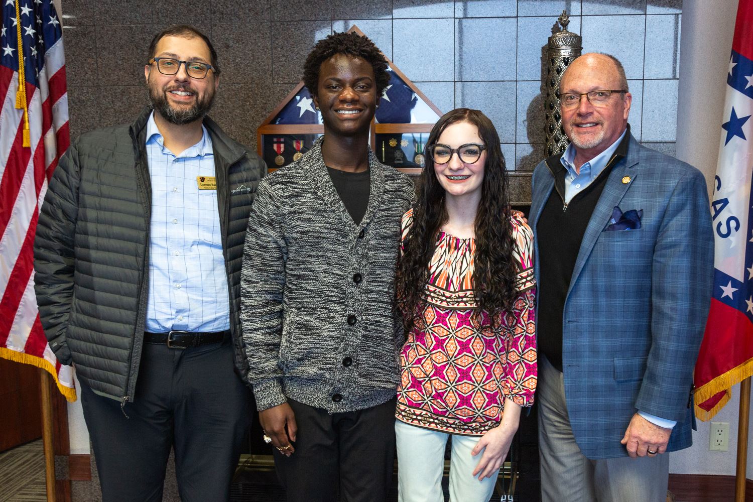 Lorenzo Balderas, Zavian Collins, Hannah Lawrence, and Mayor Copenhaver