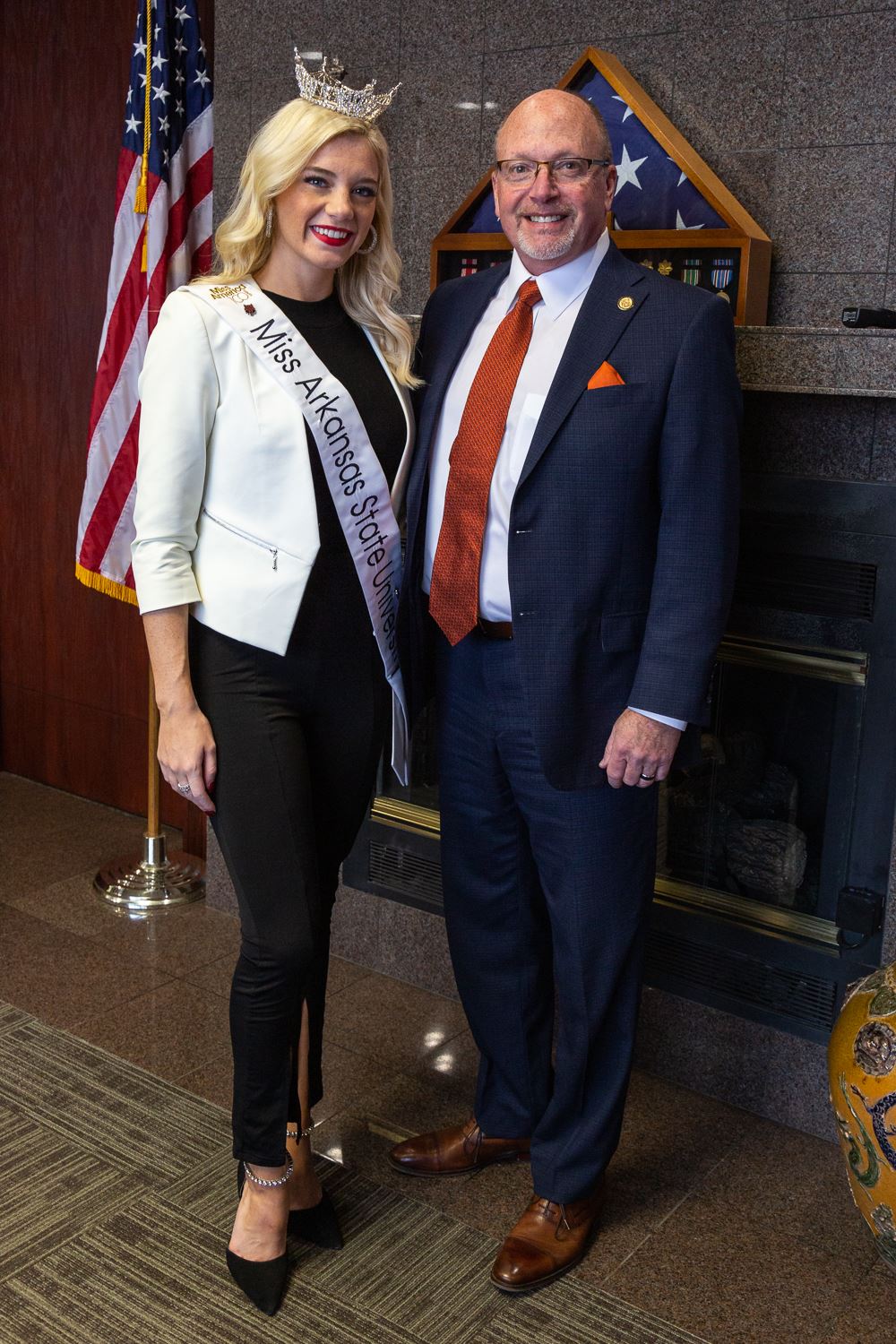Miss Arkansas State University Riley Roberts with Mayor Copenhaver