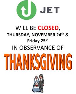 JET THANKSGIVING SCHEDULE 2022 Graphic